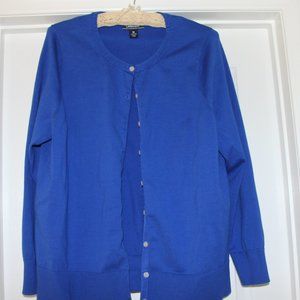 Lands' End Cardigan Sweater Royal Blue Size 1X
